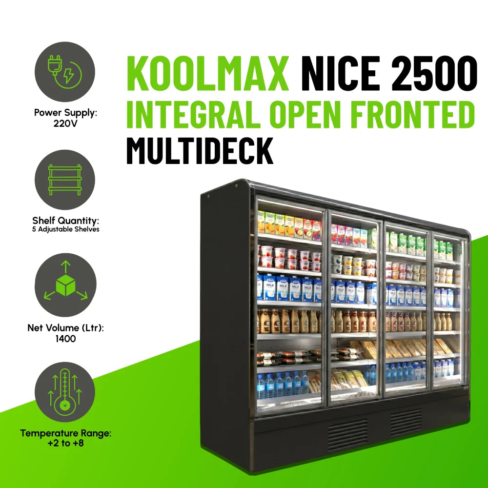 Koolmax NICE 2500 Full Glass Door Integral Multideck Chiller