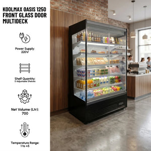 Koolmax OASIS 1250 Front Glass Door Black Multideck