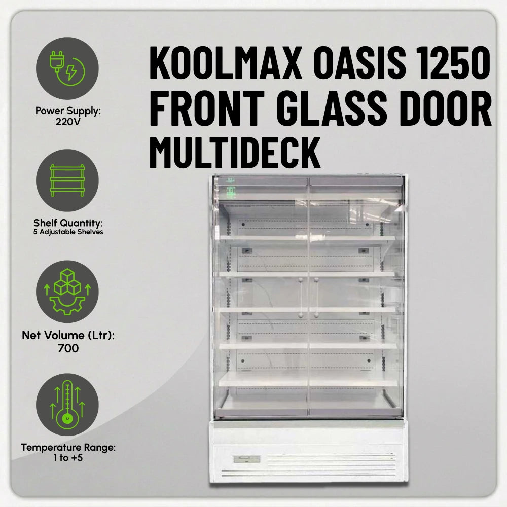Koolmax OASIS 1250 Front Glass Door White Multideck