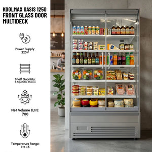Koolmax OASIS 1250 Front Glass Door White Multideck