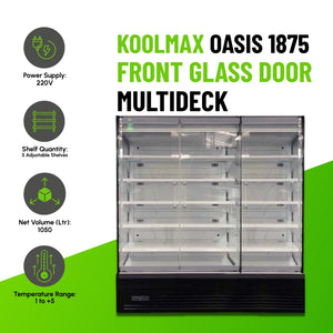 Koolmax OASIS 1875 Front Glass Door Black Multideck