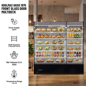 Koolmax OASIS 1875 Front Glass Door Black Multideck