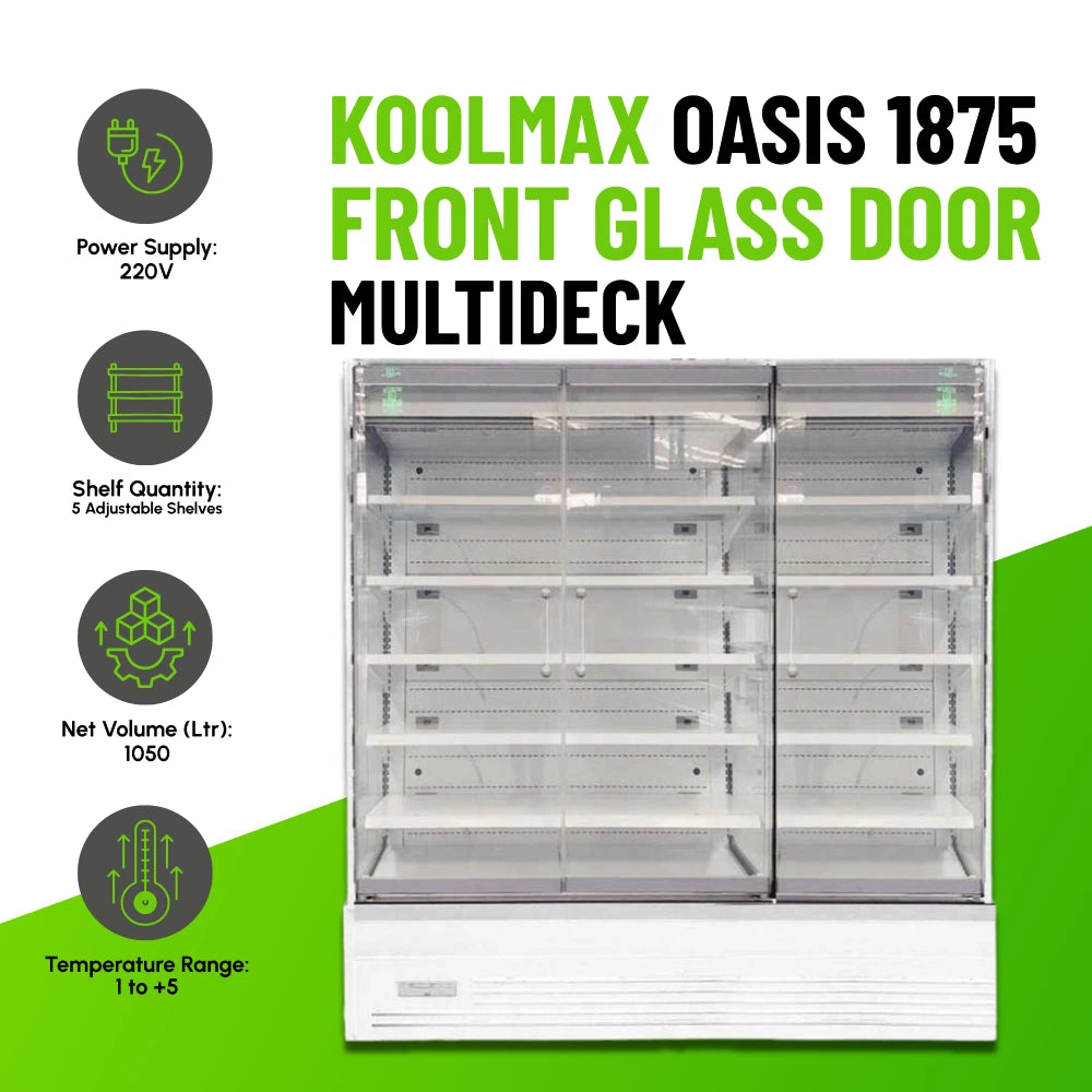 Koolmax OASIS 1875 Front Glass Door White Multideck