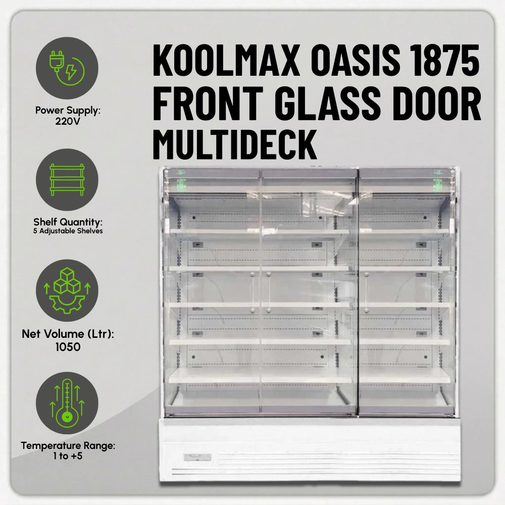 Koolmax OASIS 1875 Front Glass Door White Multideck