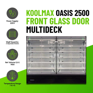 Koolmax OASIS 2500 Front Glass Door Black Multideck