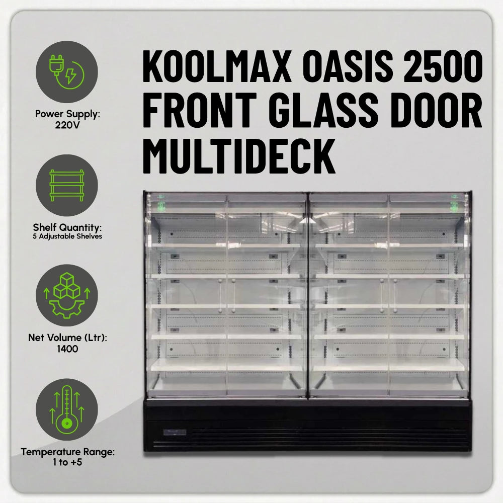 Koolmax OASIS 2500 Front Glass Door Black Multideck