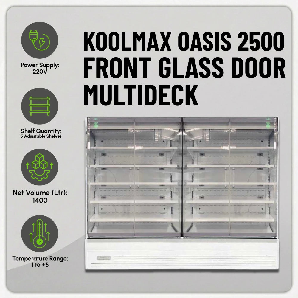 Koolmax OASIS 2500 Front Glass Door White Multideck