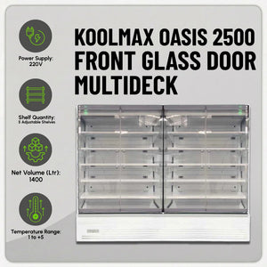 Koolmax OASIS 2500 Front Glass Door White Multideck