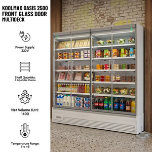 Koolmax OASIS 2500 Front Glass Door White Multideck