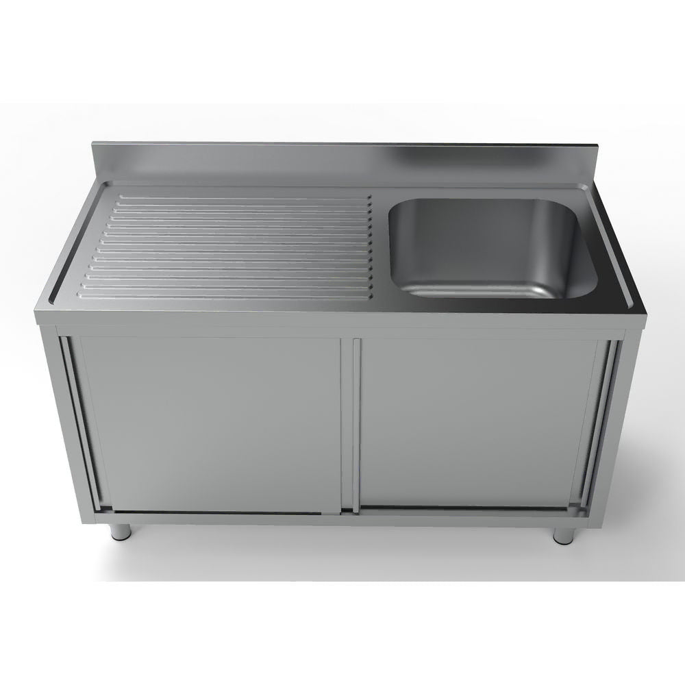 700 Single Right Bowl Sink With Sliding Doors 1400mm wide