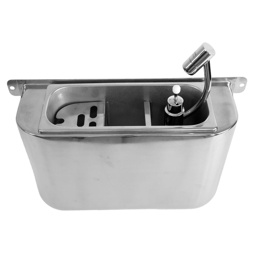 Sink For Ice Cream Scoop With Scoop Shower 410X120X270 With Water Drain Hole, Water Connection And Overflow Pipe