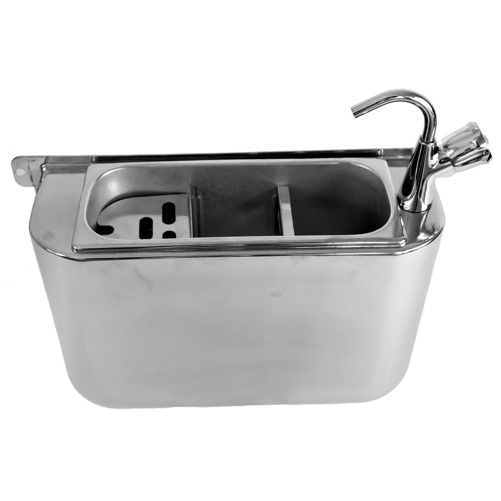 Sink For Ice Cream Scoop With Water Tap 410X120X270 With Water Drain Hole, Water Connection And Overflow Pipe