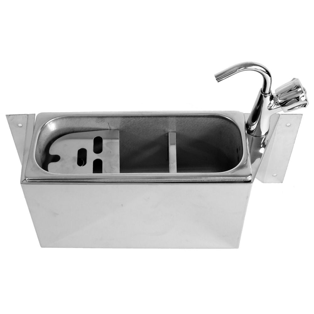 Sink For Ice Cream Scoop With Water Tap 380X120X150 With Water Drain Hole, Water Connection And Overflow Pipe
